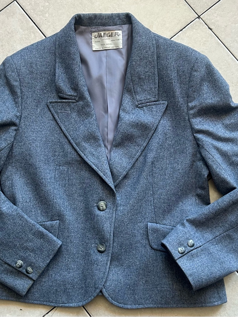 Jaeger Women's Gray Tailored Wool-Blend Blazer